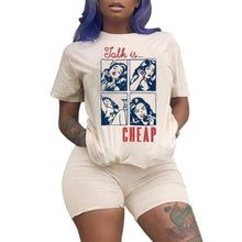 Load image into Gallery viewer, Print Women Short Two Piece Set Top and Shorts Set Summer Tracksuit Streetwear Sweat Suit Women Set Casual 2 Pieces Outfits 2019