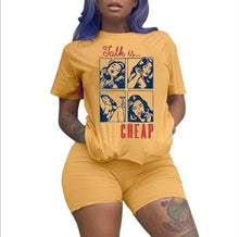 Load image into Gallery viewer, Print Women Short Two Piece Set Top and Shorts Set Summer Tracksuit Streetwear Sweat Suit Women Set Casual 2 Pieces Outfits 2019