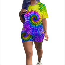 Load image into Gallery viewer, Print Women Short Two Piece Set Top and Shorts Set Summer Tracksuit Streetwear Sweat Suit Women Set Casual 2 Pieces Outfits 2019