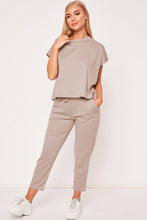 Load image into Gallery viewer, Womens 2Pcs Short Sleeve O-neck Solid Color Tops Pants Summer Loose Casual Sets Lounge Wear Jumpsuit