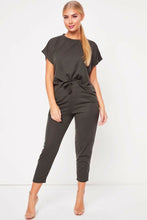 Load image into Gallery viewer, Womens 2Pcs Short Sleeve O-neck Solid Color Tops Pants Summer Loose Casual Sets Lounge Wear Jumpsuit