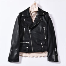 Load image into Gallery viewer, Spring Genuine Leather Jacket Women 2019 Fashion Real Sheepskin Coat Rivet Motorcycle Biker Jacket Female Sheep Leather Coat