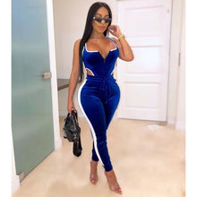 Load image into Gallery viewer, Winter Women's set Velvet bodysuit pencil pants suit two piece set Sexy sleeveless Street casual fashion tracksuit outfit