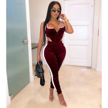 Load image into Gallery viewer, Winter Women's set Velvet bodysuit pencil pants suit two piece set Sexy sleeveless Street casual fashion tracksuit outfit