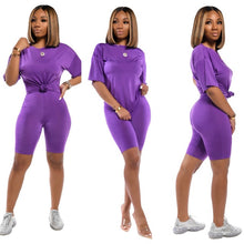 Load image into Gallery viewer, 2020 Women Sets Summer Tracksuits Short Sleeve Top Shorts Suit Two Piece Set Sportswear Night Club Party Slim Outfits
