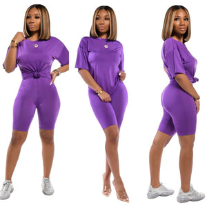 2020 Women Sets Summer Tracksuits Short Sleeve Top Shorts Suit Two Piece Set Sportswear Night Club Party Slim Outfits