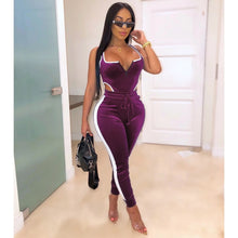 Load image into Gallery viewer, Winter Women&#39;s set Velvet bodysuit pencil pants suit two piece set Sexy sleeveless Street casual fashion tracksuit outfit
