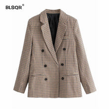 Load image into Gallery viewer, Fashion Autumn Women Plaid Blazers and Jackets Work Office Lady Suit Slim Double Breasted Business Female Blazer Coat Talever
